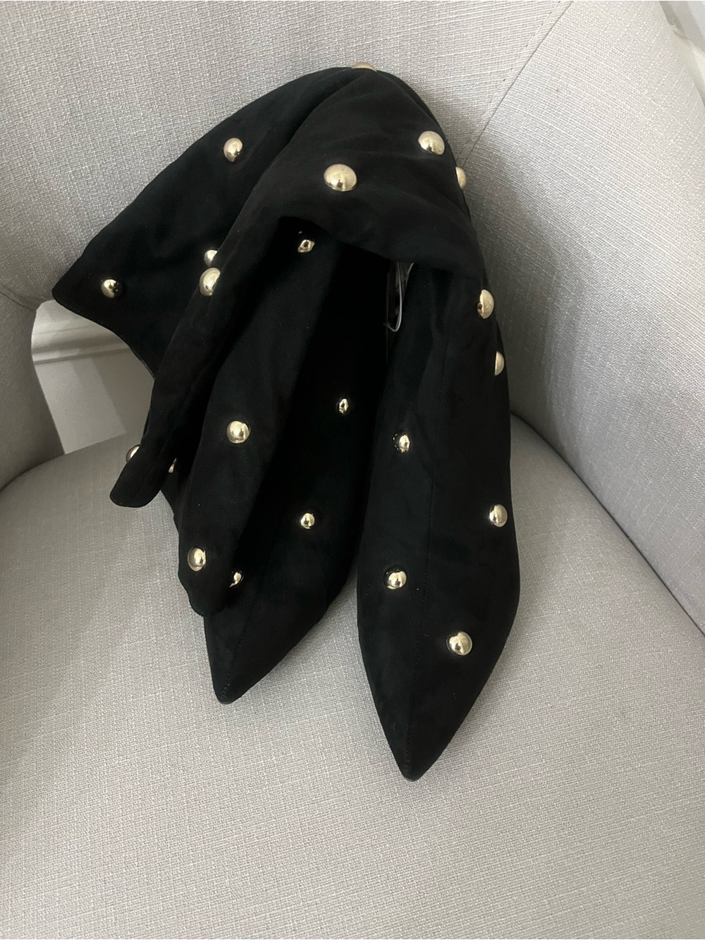 a new day Black Over-the-Knee Boots with Gold Studs